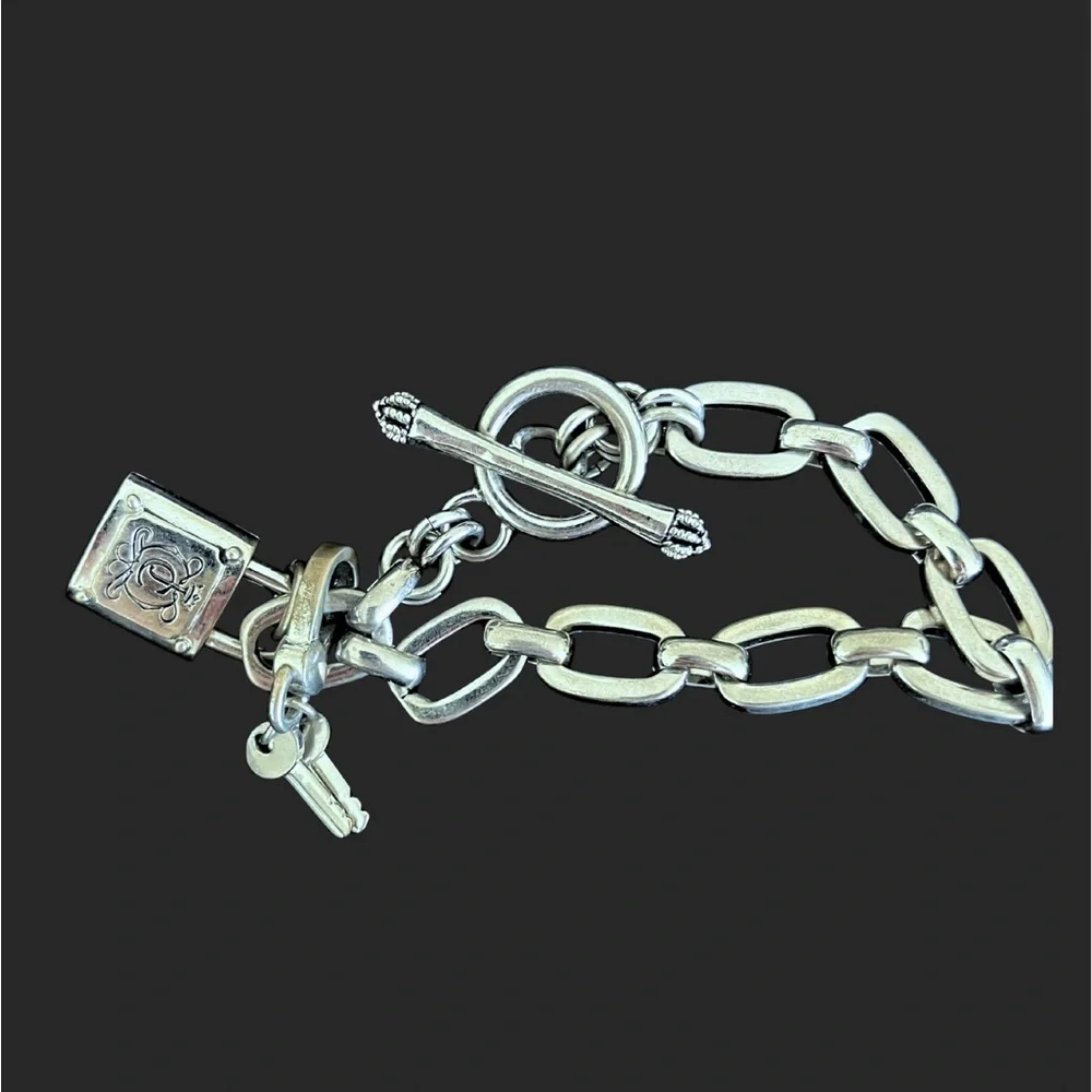 Juicy Couture Vintage Silver Lock & Key Charm Bracelet